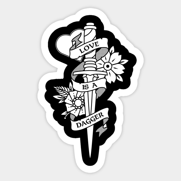 Love is a Dagger Sticker by tandyq